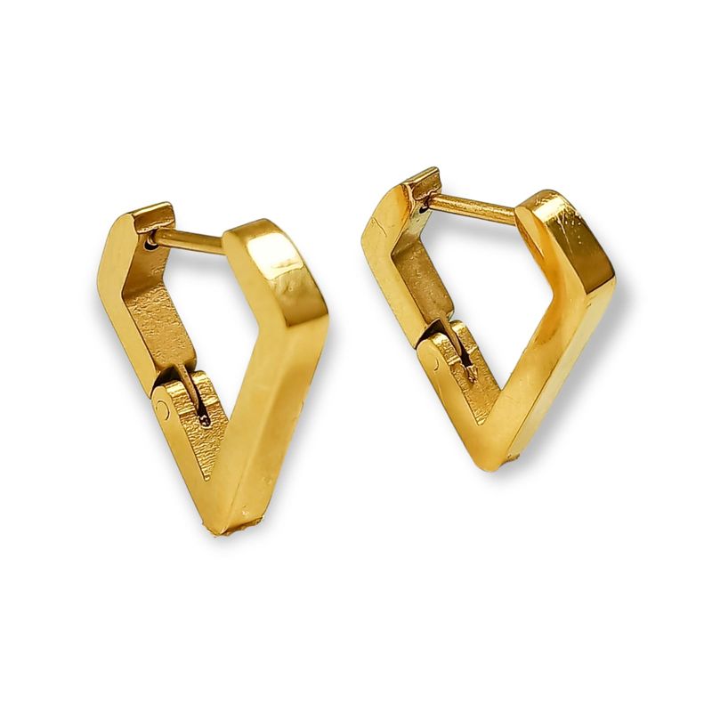 ELBAULDEJUMA - Argolla Aros Minimalista Triangulo Moderno Chapada En Oro 18kl