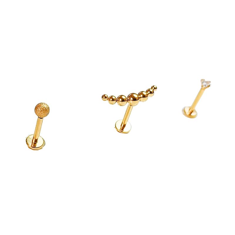 ELBAULDEJUMA - Conjunto Set Piercing Chapado Oro 18k Nostril Labret Punto Trepador
