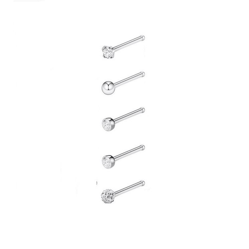 ELBAULDEJUMA - Piercing conjunto Set 5 hipoalergénico nariz punk nostril forma i