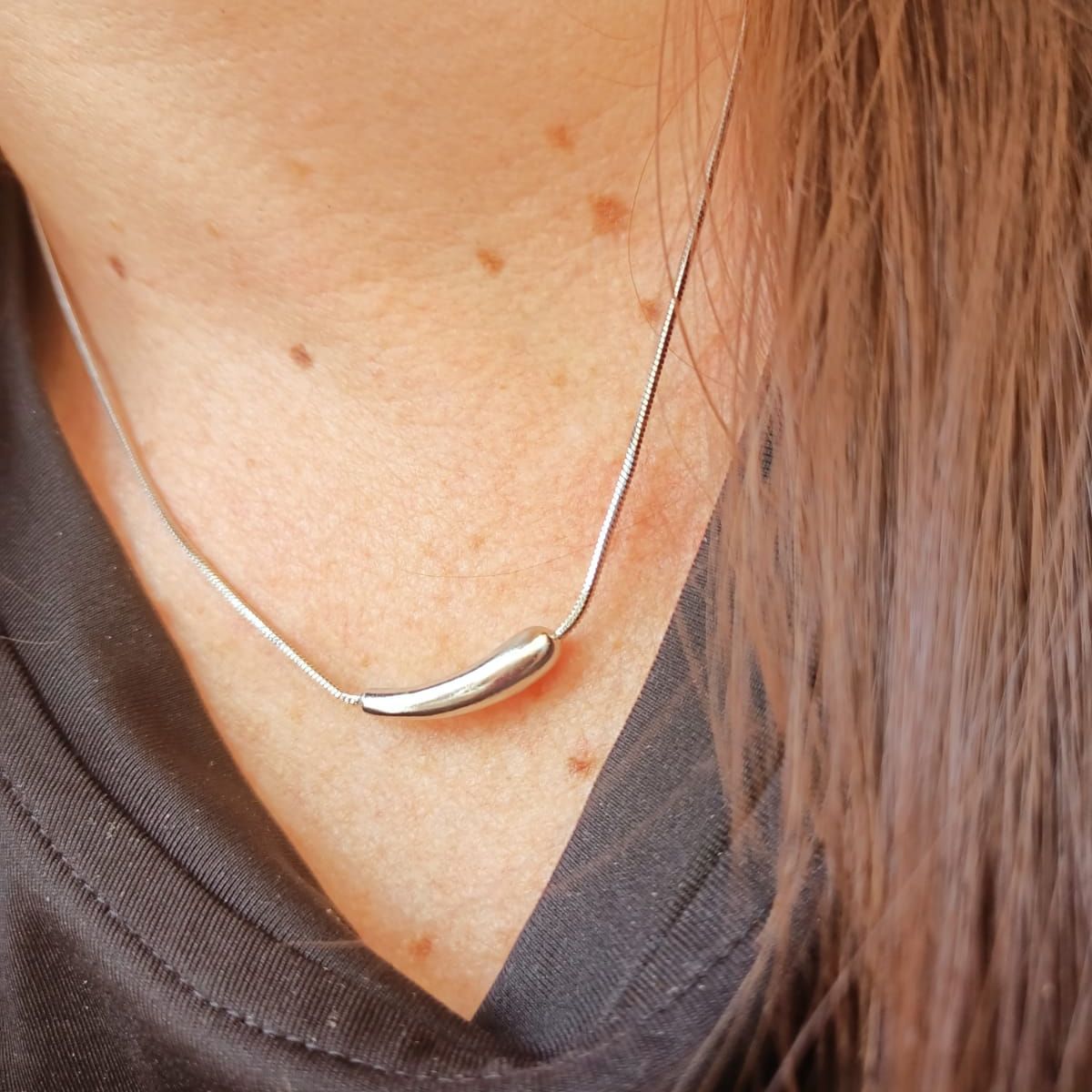 ELBAULDEJUMA - Colgante minimalista plateada gargantilla elegante