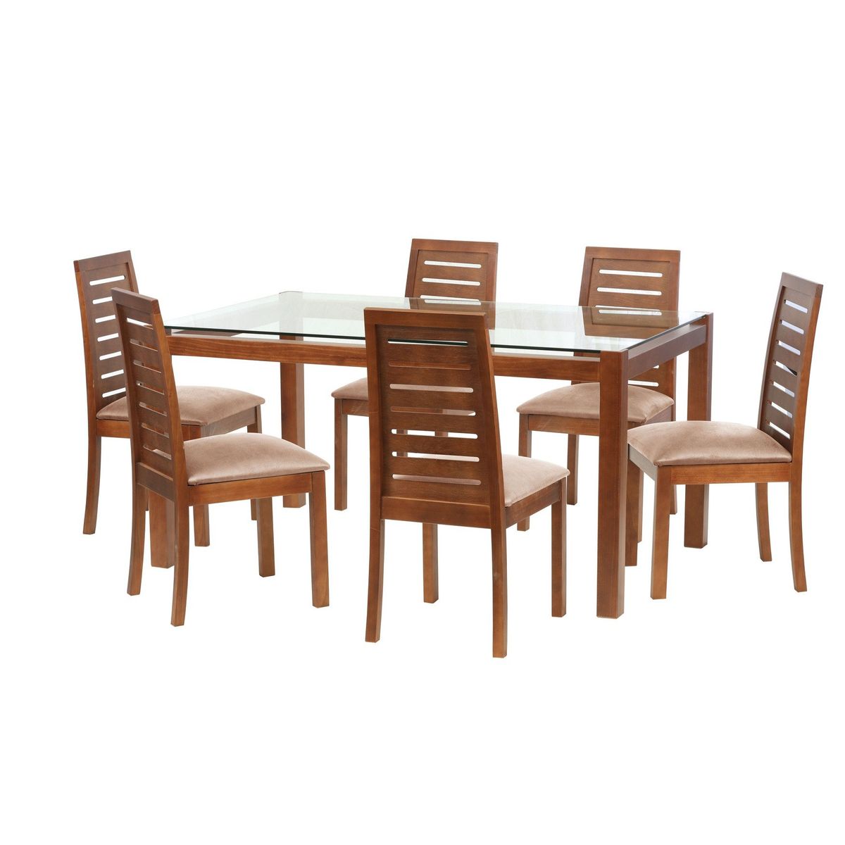 LATAM HOME - Juego De Comedor Barcelona 1600X1000 Silla Tenerife Cuero Beige