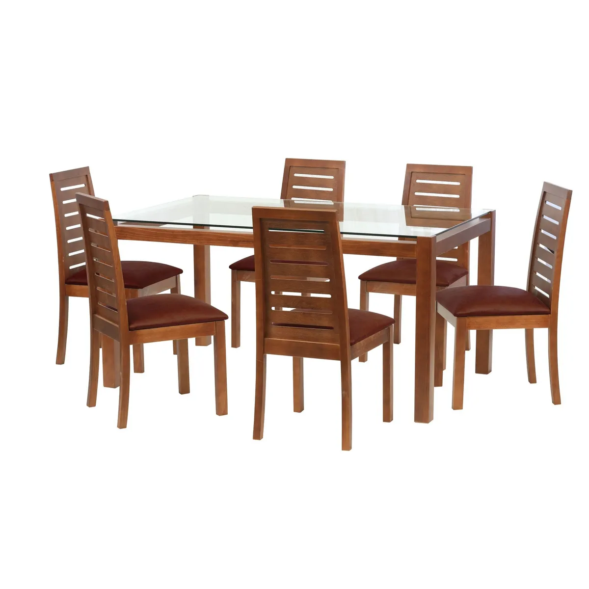 LATAM HOME - Juego De Comedor Barcelona 1600X1000 Silla Tenerife Cuero Cafe Moro