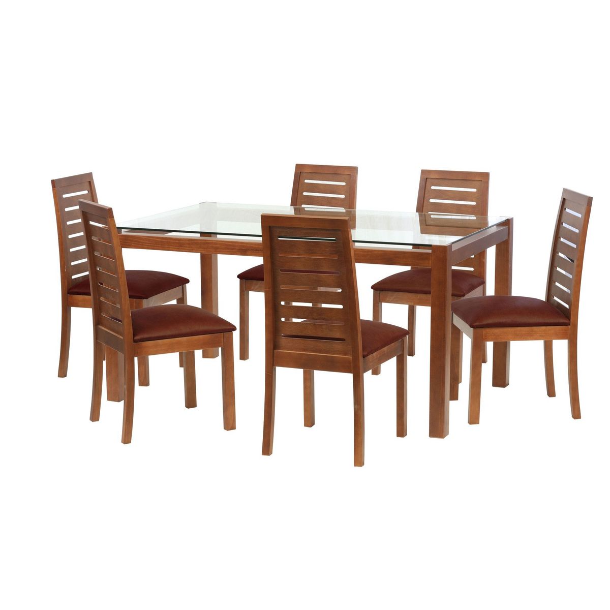 LATAM HOME - Juego De Comedor Barcelona 1600X1000 Silla Tenerife Cuero Cafe Moro