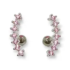 ELBAULDEJUMA - Pendientes curvos circonio rosa suave hipoalergénico Piercing Helix