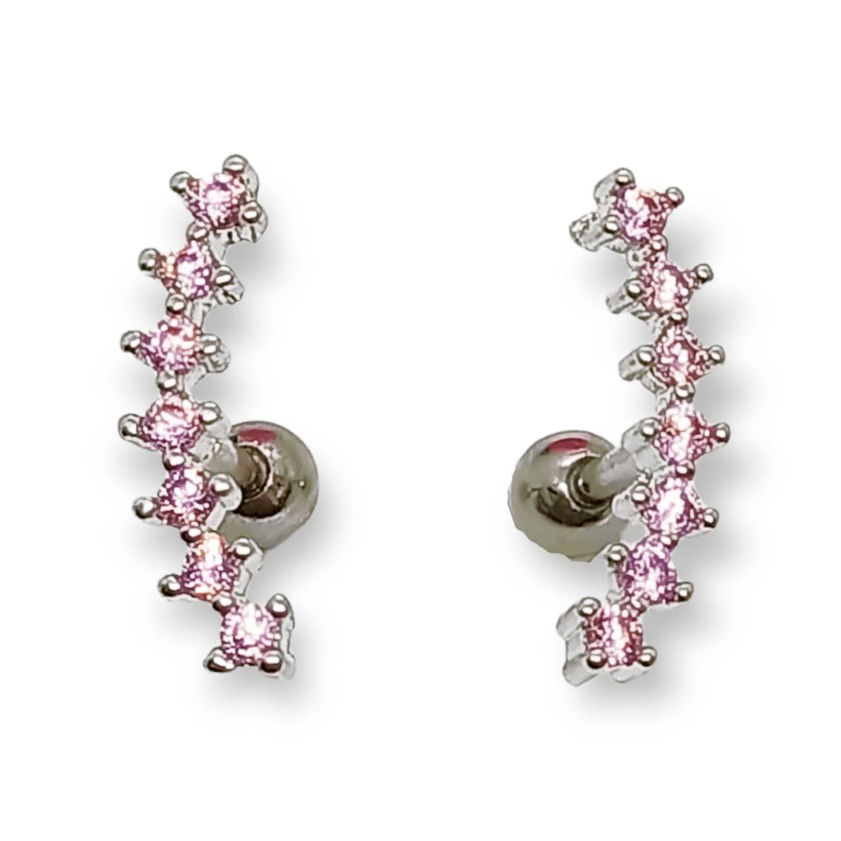 ELBAULDEJUMA - Pendientes curvos circonio rosa suave hipoalergénico Piercing Helix