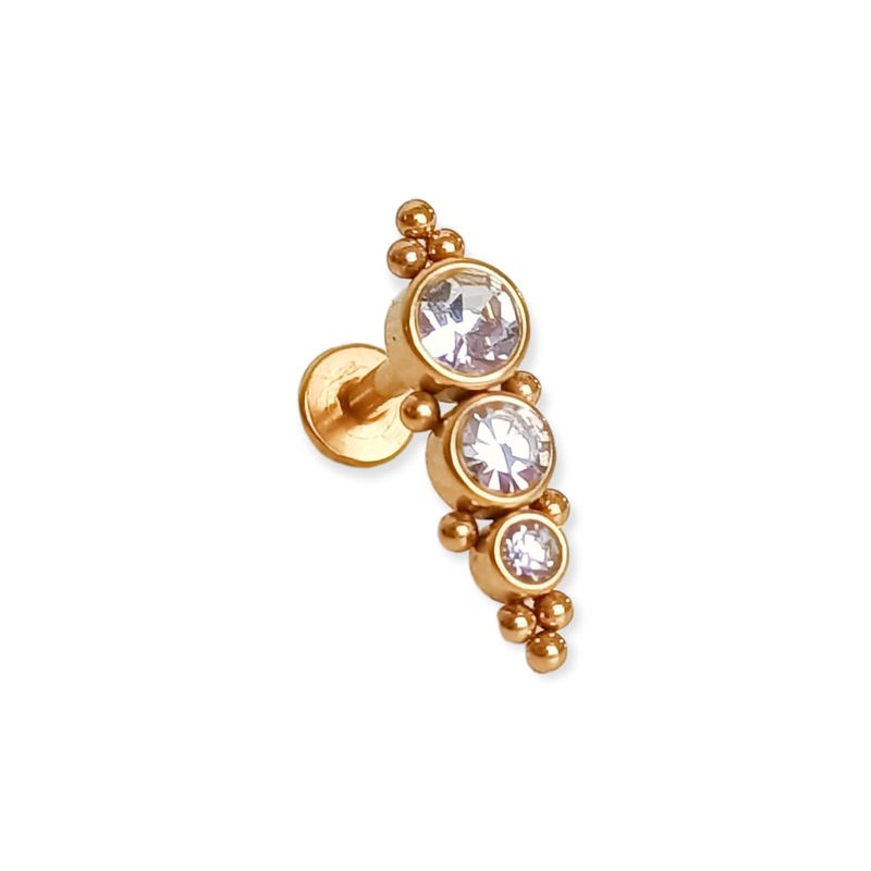 ELBAULDEJUMA - Piercing Oreja Crisalida Tragus Conch Lóbulo Chapado En Oro 18k Unidad