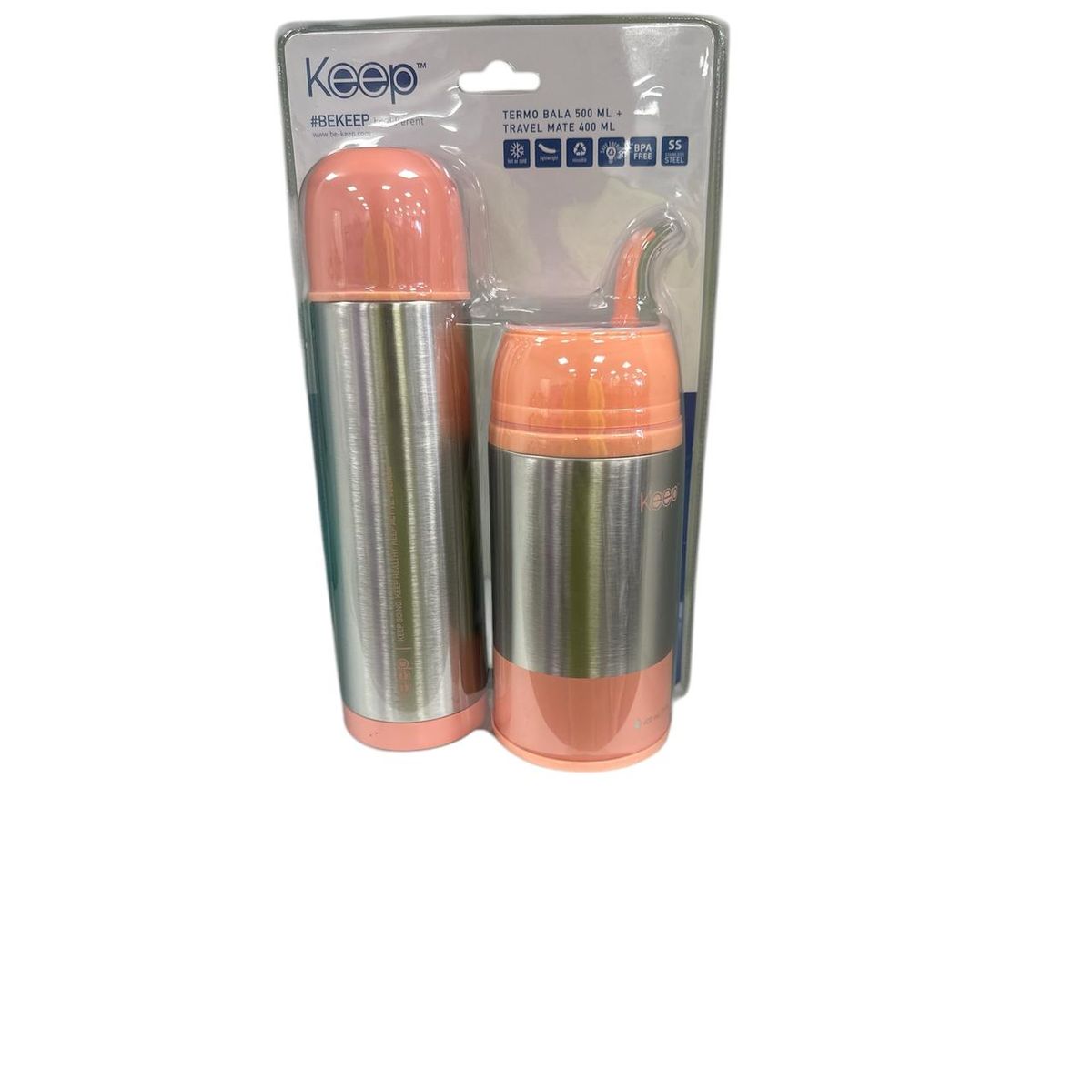 KEEP - Set Mate 400ml+ Termo Bala 500ml Keep Matero Coral