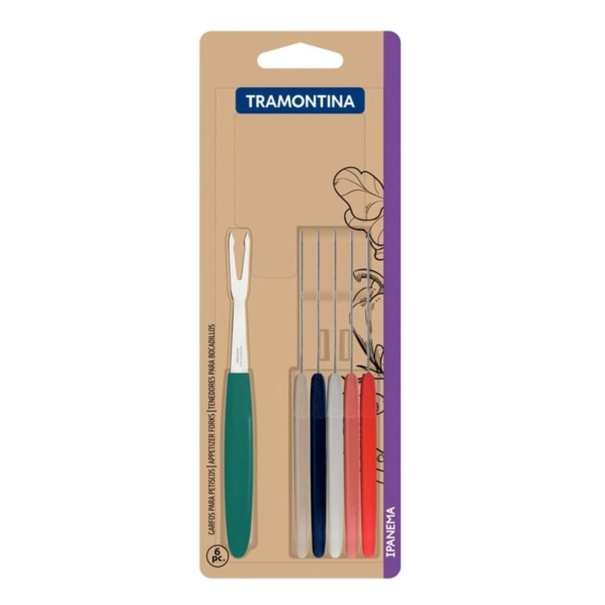 TRAMONTINA - Juego de Tenedores Para Bocadillos 6 Piezas