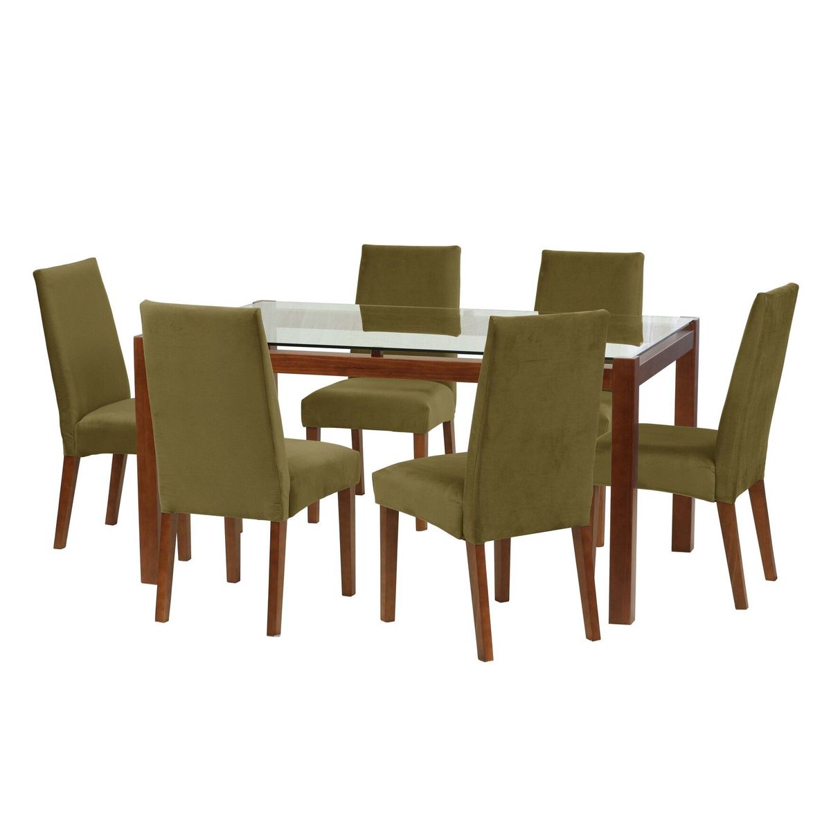 LATAM HOME - Juego De Comedor Barcelona 1600X1000 Silla Cadiz Tela Verde