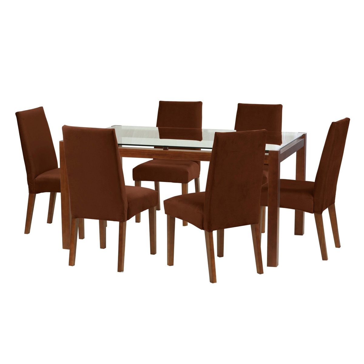 LATAM HOME - Juego De Comedor Barcelona 1600X1000 Silla Cadiz Tela Chocolate