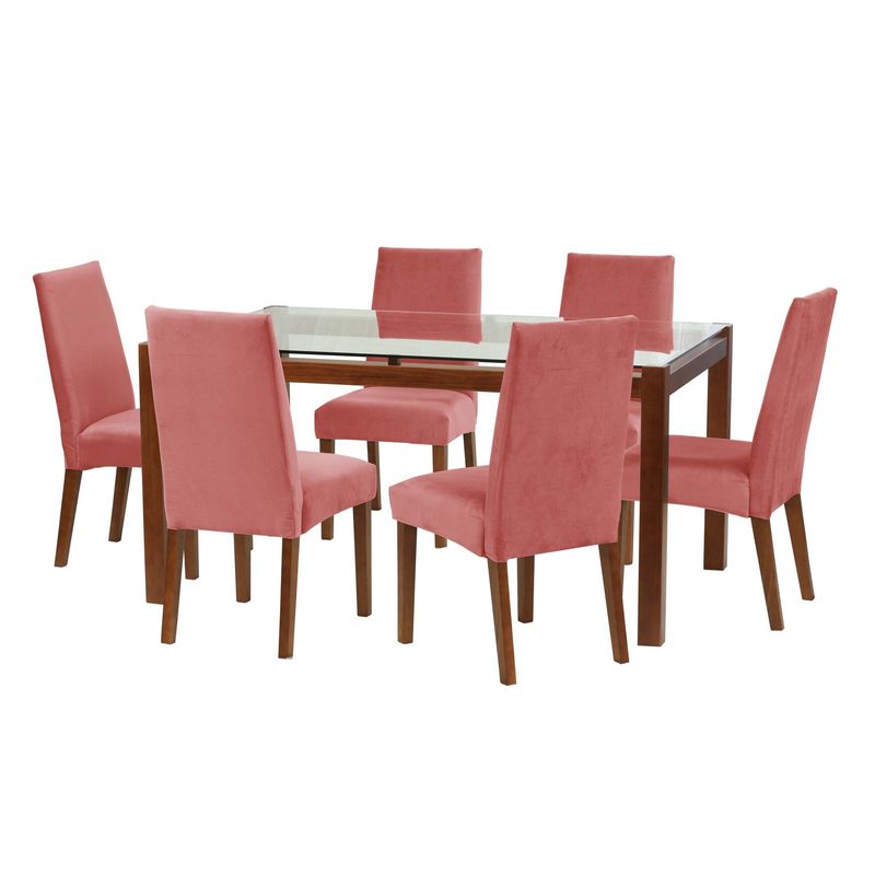 LATAM HOME - Juego De Comedor Barcelona 1600X1000 Silla Cadiz Tela Palo Rosa