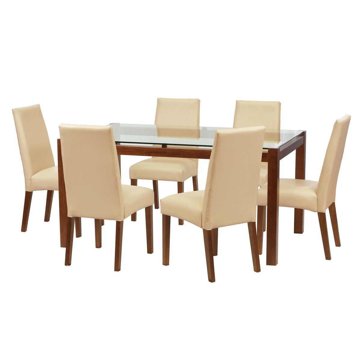 LATAM HOME - Juego De Comedor Barcelona 1600X1000 Silla Cadiz PU Beige