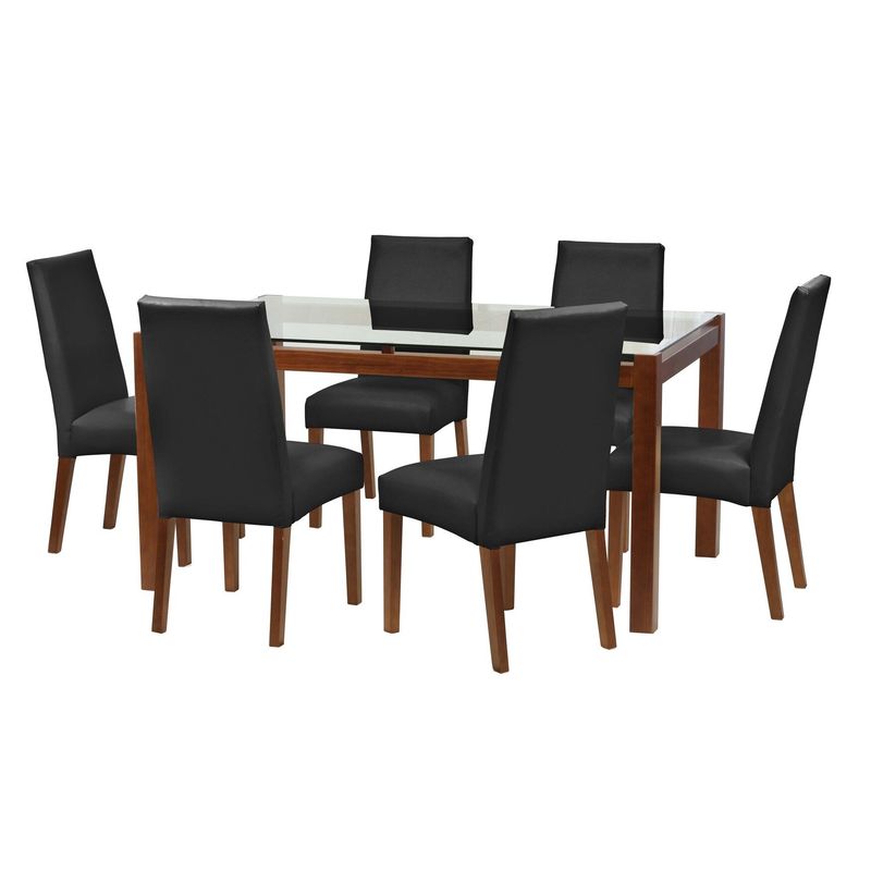 LATAM HOME - Juego De Comedor Barcelona 1600X1000 Silla Cadiz PU Negro
