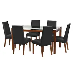 LATAM HOME - Juego De Comedor Barcelona 1600X1000 Silla Cadiz PU Negro