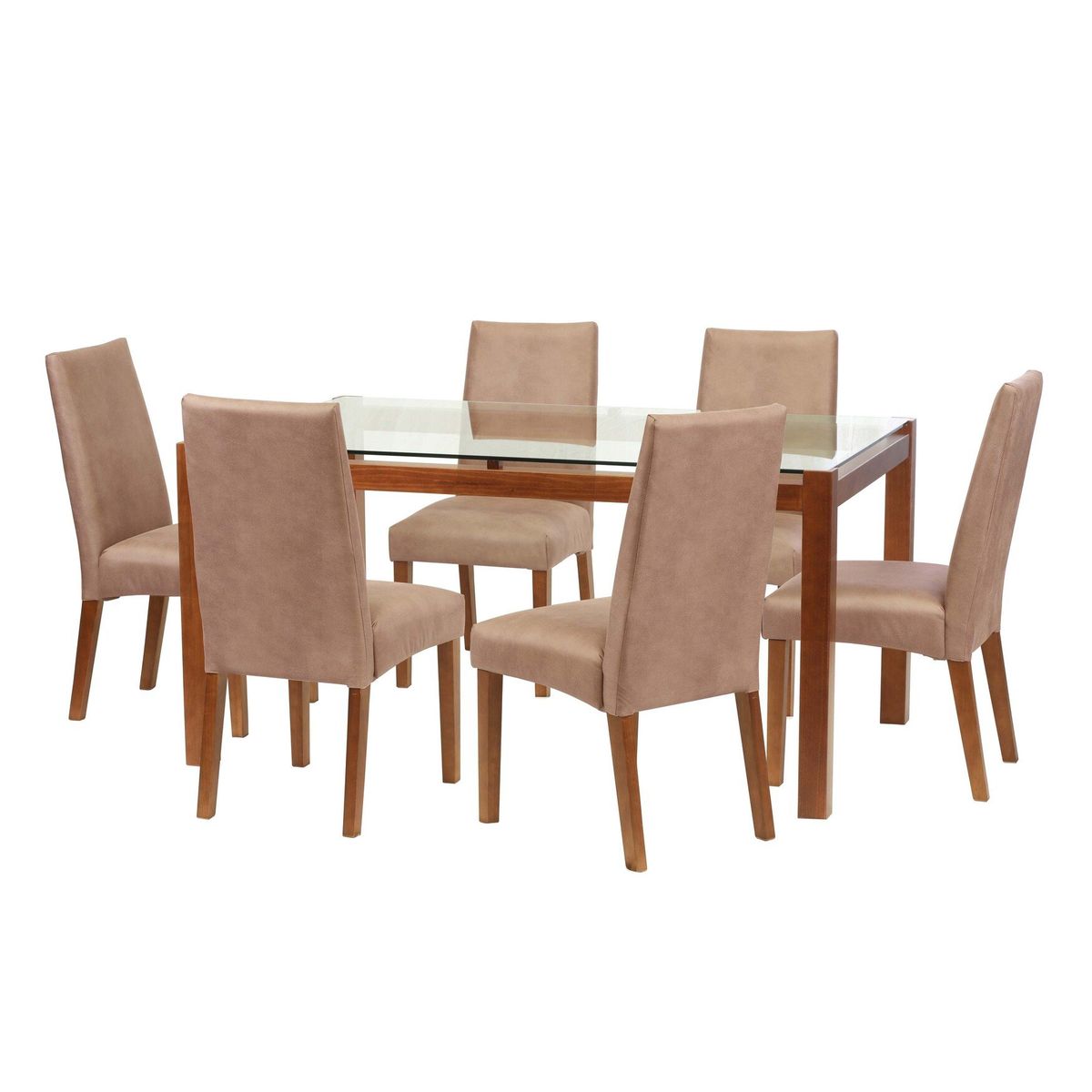 LATAM HOME - Juego De Comedor Barcelona 1600X1000 Silla Cadiz Cuero Beige