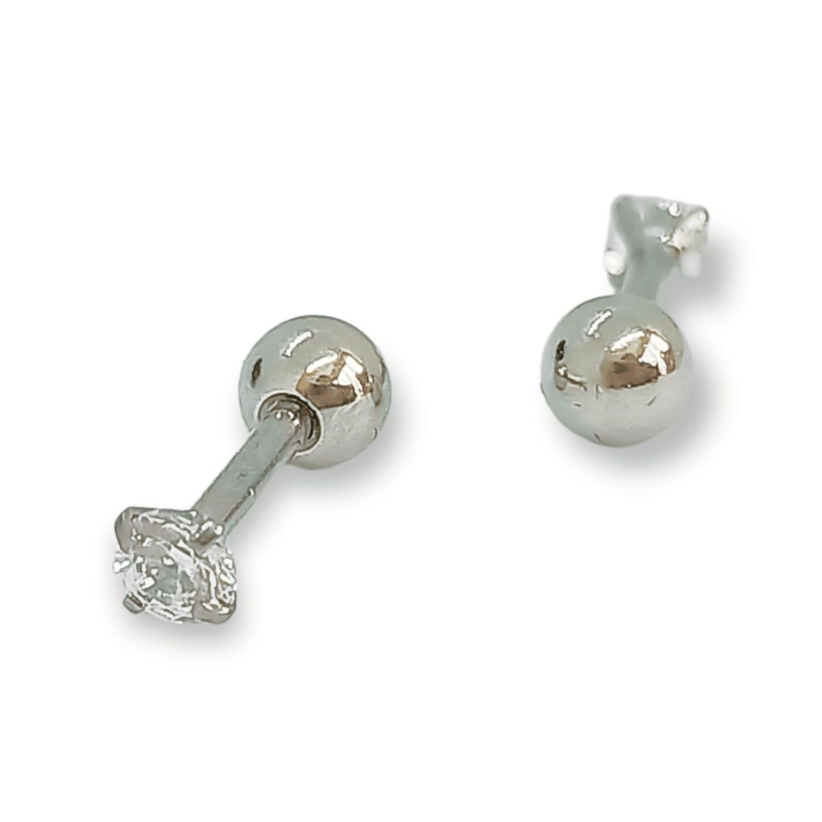 ELBAULDEJUMA - Aro punto luz zirconio circular blanco 3mm seguridad hipoalergénico