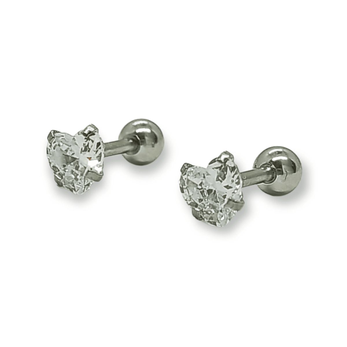 ELBAULDEJUMA - Aro seguridad tuerca punto luz corazón blanco 5mm hipoalergénico