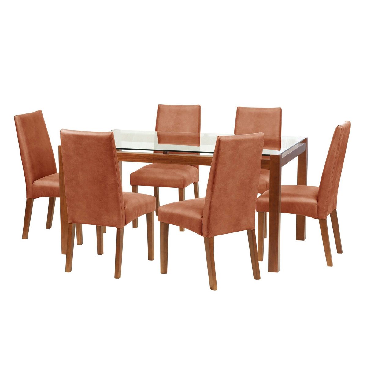 LATAM HOME - Juego De Comedor Barcelona 1600X1000 Silla Cadiz Cuero Café Claro
