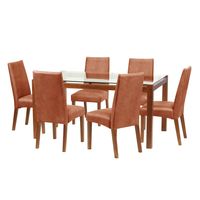 Juego De Comedor Barcelona 1600X1000 Silla Cadiz Cuero Café Claro