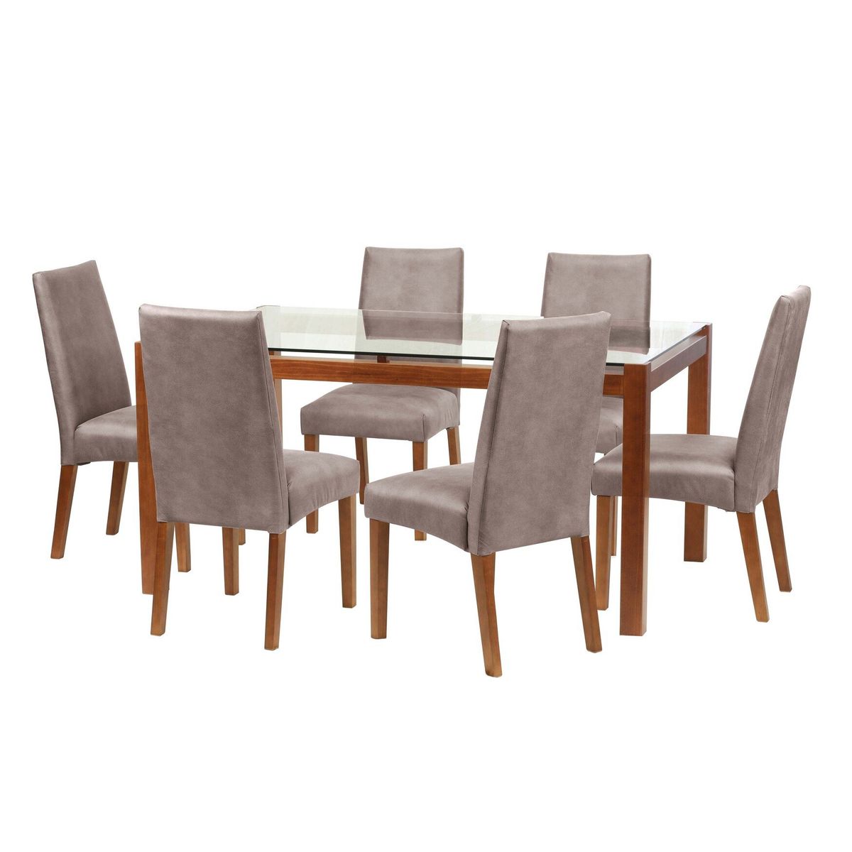 LATAM HOME - Juego De Comedor Barcelona 1600X1000 Silla Cadiz Cuero Gris