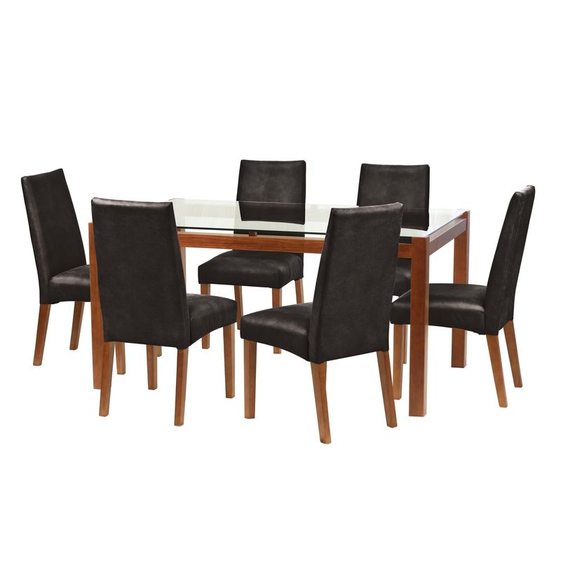 LATAM HOME - Juego De Comedor Barcelona 1600X1000 Silla Cadiz Cuero Negro