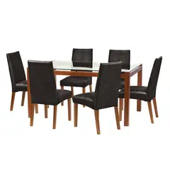 LATAM HOME - Juego De Comedor Barcelona 1600X1000 Silla Cadiz Cuero Negro