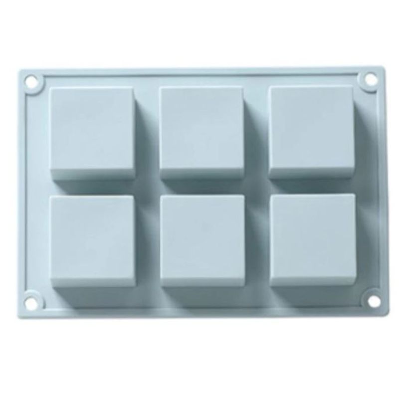 GENERICO - Molde De Silicona 6 Cuadrados Medianos Jabón Queque Chocolate