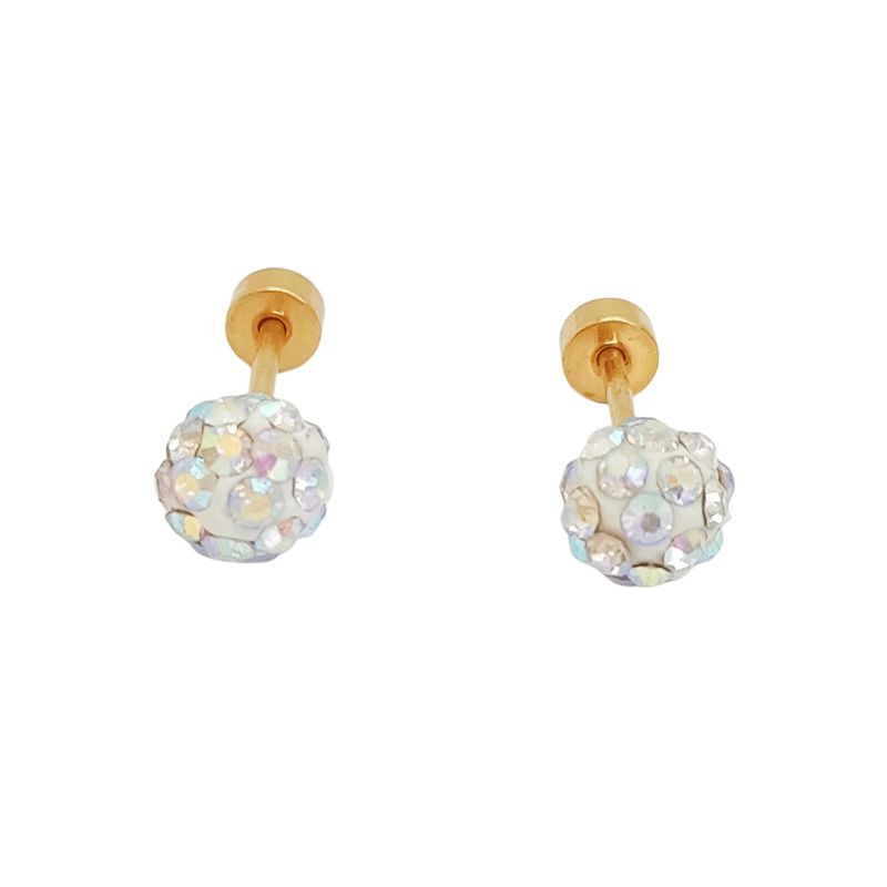ELBAULDEJUMA - Aros seguridad punto luz acero bola fuego enchapado en oro 18 k