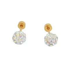 ELBAULDEJUMA - Aros seguridad punto luz acero bola fuego enchapado en oro 18 k