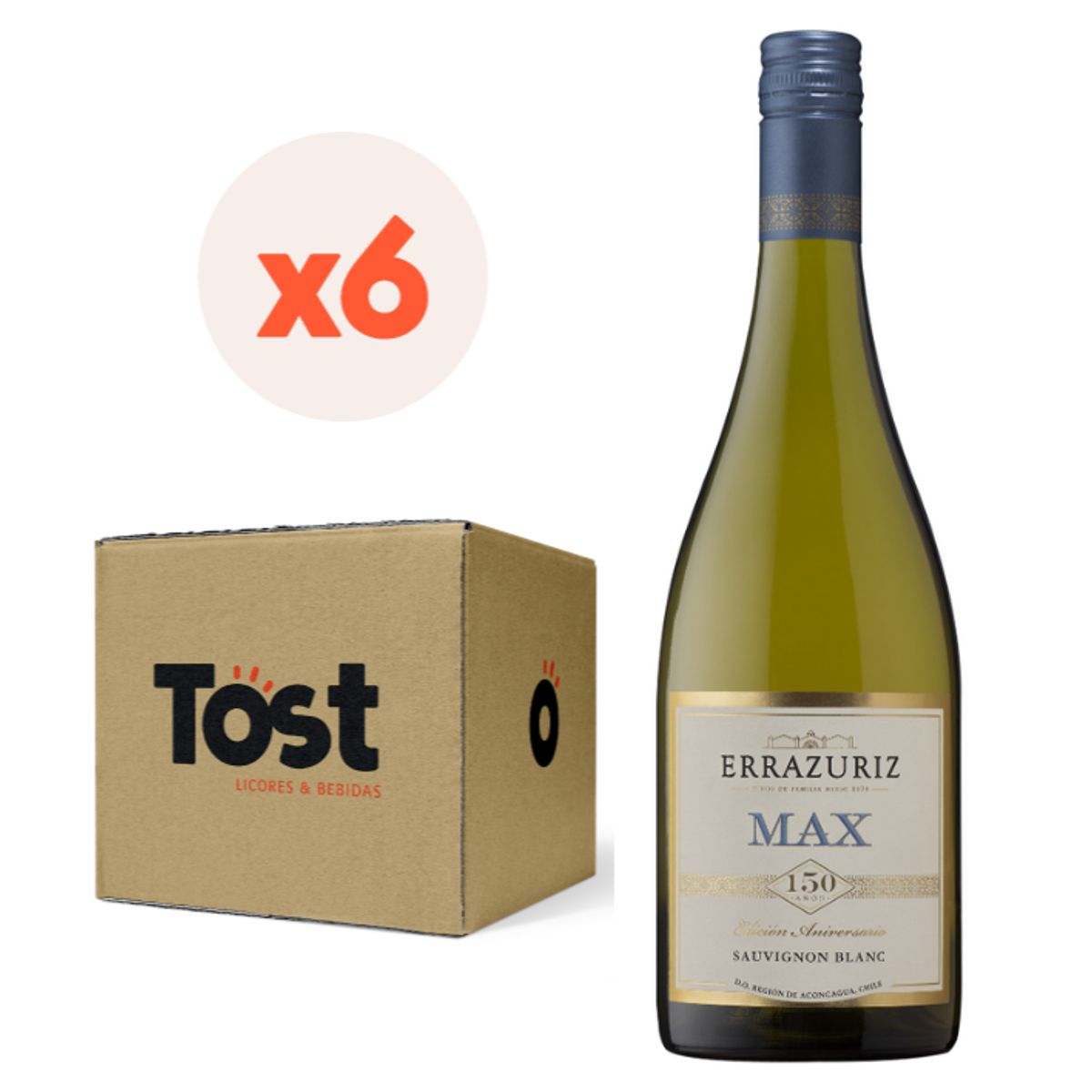ERRAZURIZ MAX - 6x Vino Errázuriz Max Sauvignon Blanc 750cc