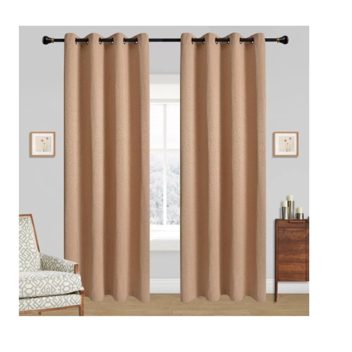 GENERICO - Cortinas Bumbu Liso Hogar 2 Panos 140x220 Cm Beige