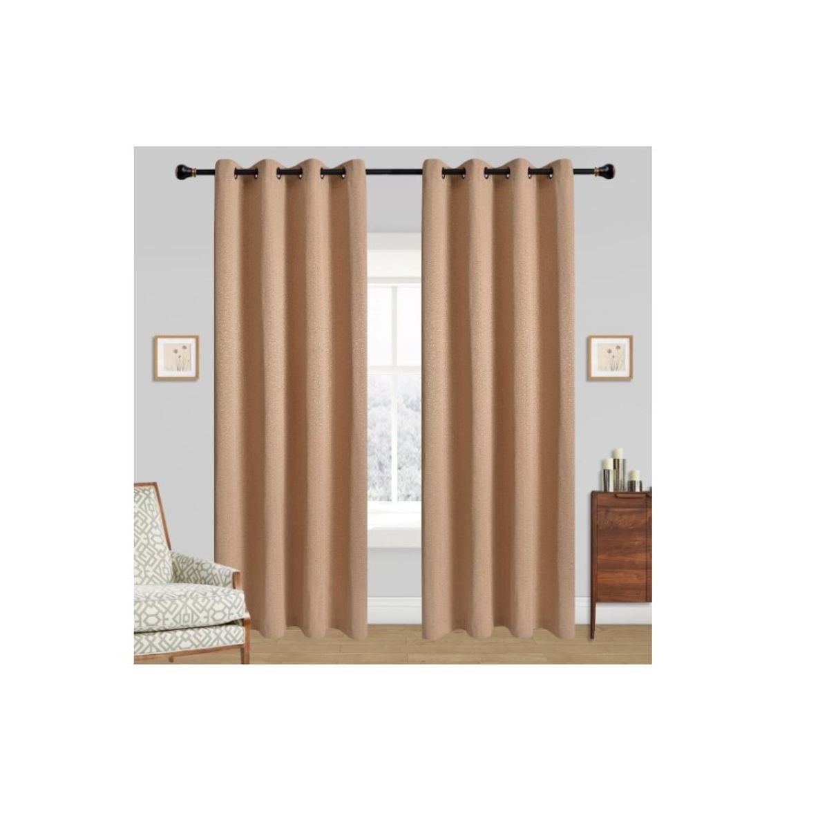 GENERICO - Cortinas Bumbu Liso Hogar 2 Panos 140x220 Cm Beige