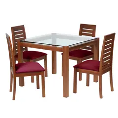 LATAM HOME - Juego De Comedor Barcelona 1000X1000 Silla Tenerife Tela Burdeo