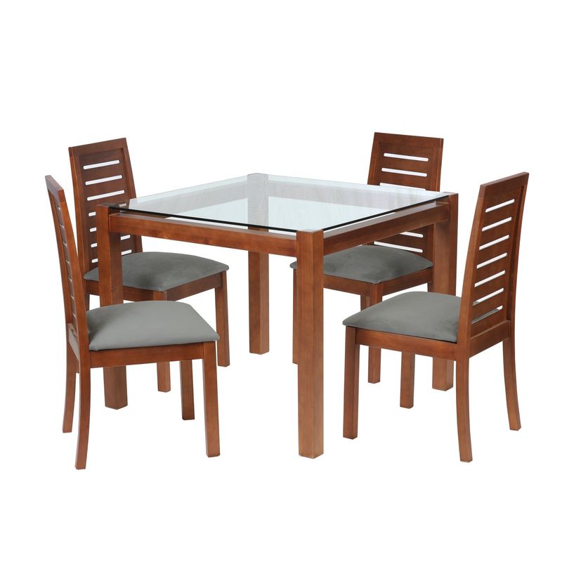 LATAM HOME - Juego De Comedor Barcelona 1000X1000 Silla Tenerife Tela Gris