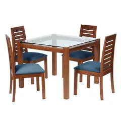 LATAM HOME - Juego De Comedor Barcelona 1000X1000 Silla Tenerife Tela Azul Petroleo