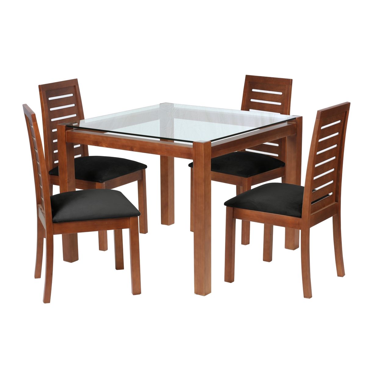 LATAM HOME - Juego De Comedor Barcelona 1000X1000 Silla Tenerife Tela Negro