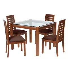 LATAM HOME - Juego De Comedor Barcelona 1000X1000 Silla Tenerife Tela Chocolate