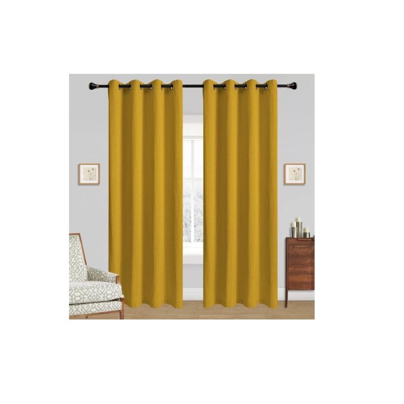 GENERICO - Cortinas Bumbu Liso Hogar 2 Panos 140x220 Cm Amarillo