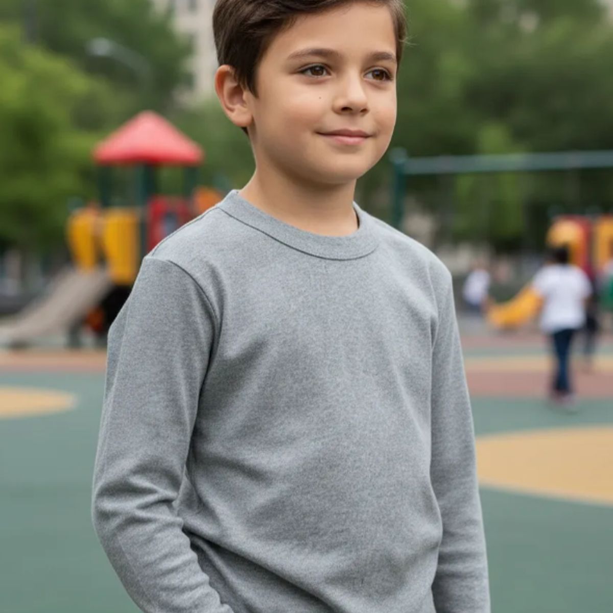AGW - Pack 3 Camisetas Gris Niño 100% Algodón Manga Larga
