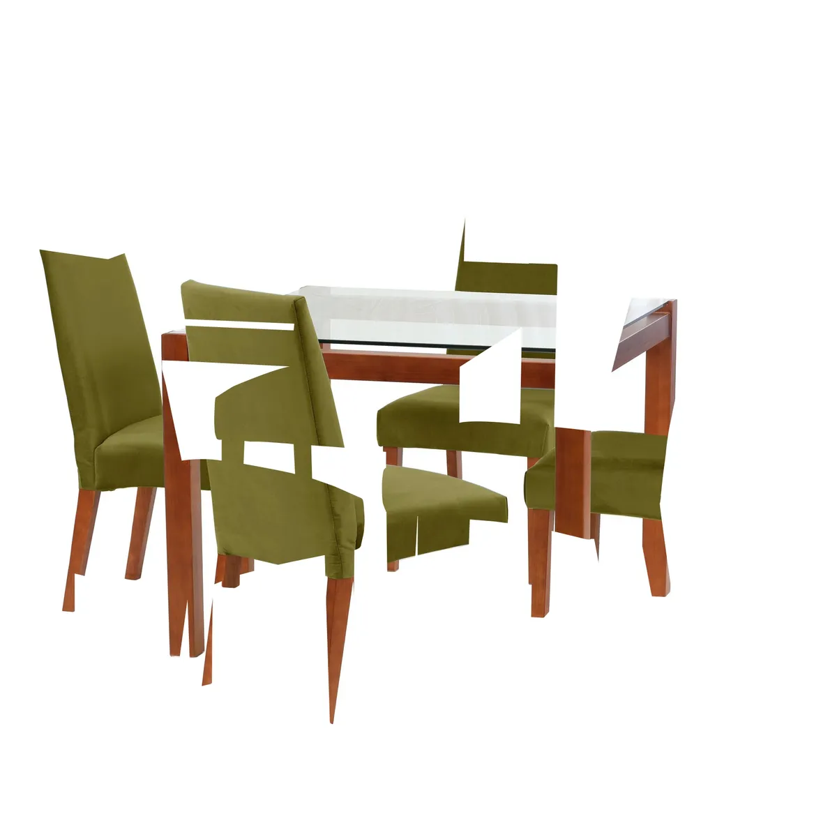 LATAM HOME - Juego De Comedor Barcelona 1000X1000 Silla Cadiz Tela Verde