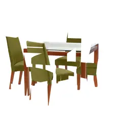 LATAM HOME - Juego De Comedor Barcelona 1000X1000 Silla Cadiz Tela Verde