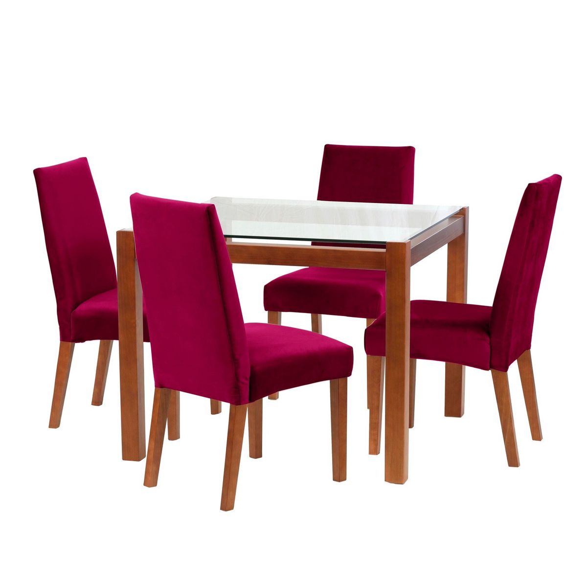 LATAM HOME - Juego De Comedor Barcelona 1000X1000 Silla Cadiz Tela Burdeo