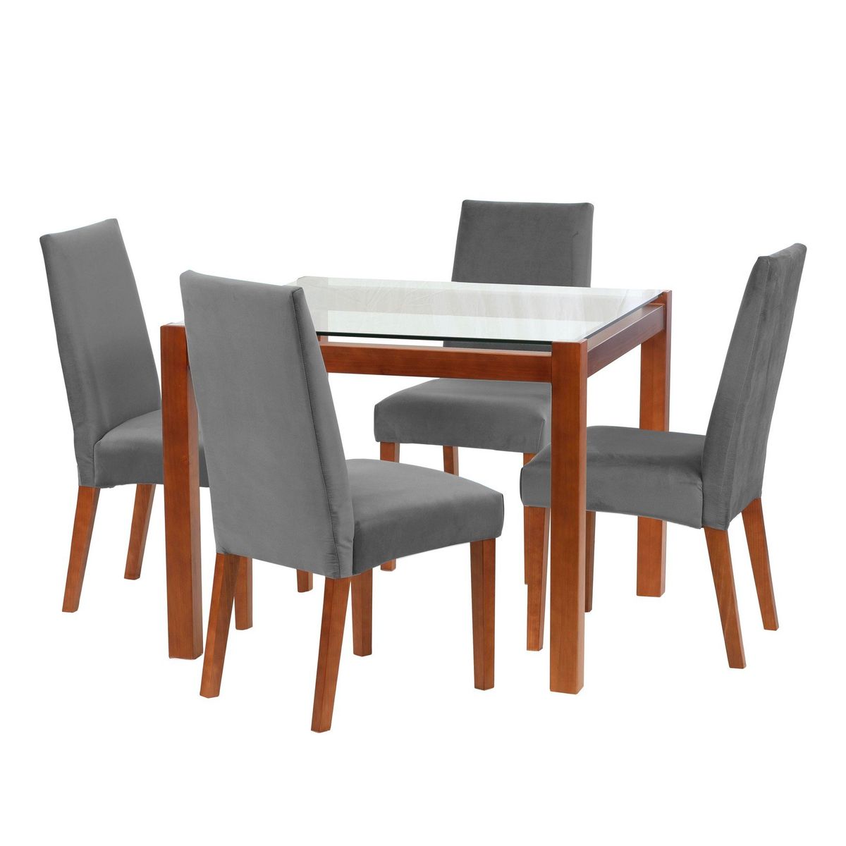 LATAM HOME - Juego De Comedor Barcelona 1000X1000 Silla Cadiz Tela Gris