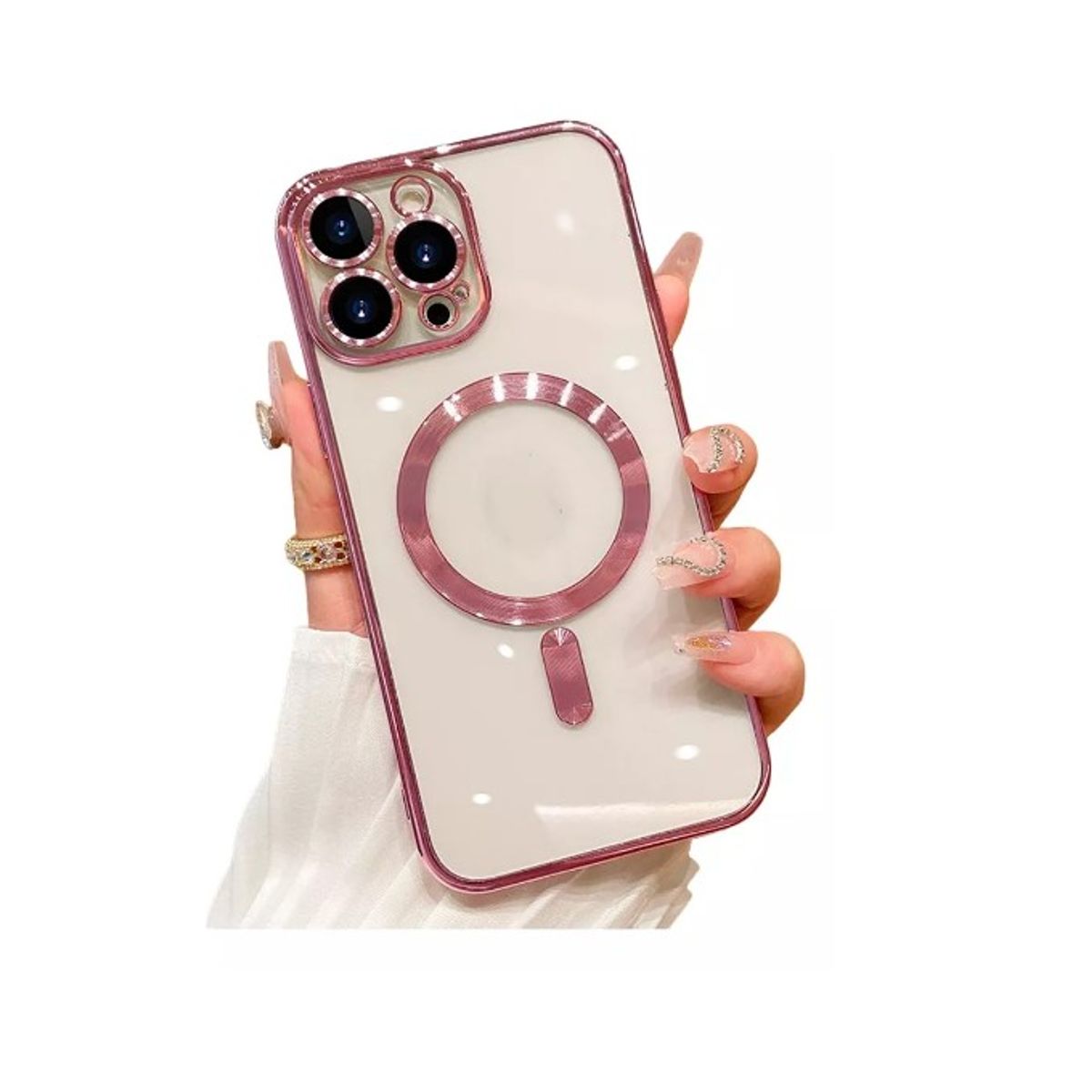 GENERICO - Carcasa Magsafe Protector De Camara Para iPhone 15 Pro Rosa