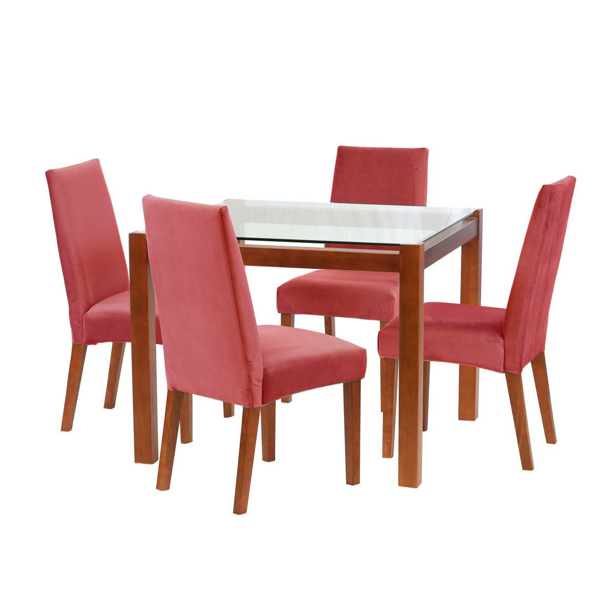 LATAM HOME - Juego De Comedor Barcelona 1000X1000 Silla Cadiz Tela Palo Rosa