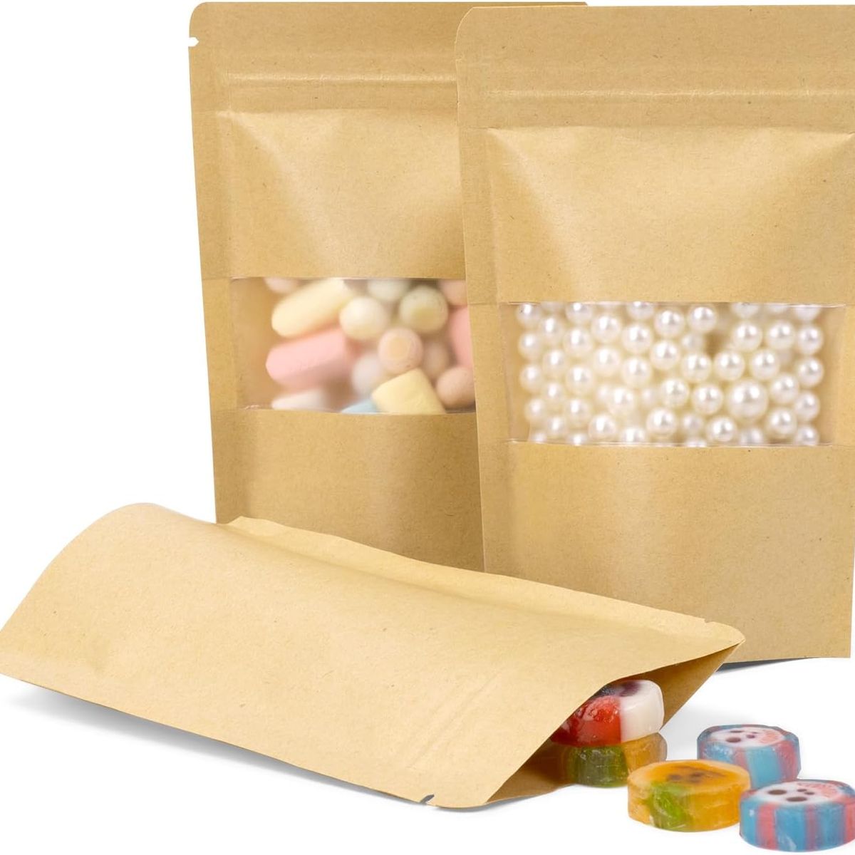 GENERICO - Pack 150 Bolsa Doypack Kraft 9x14cm Almacenaje Alimentos Comida