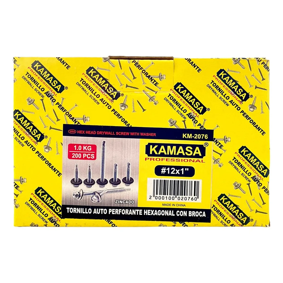 KAMASA - Tornillo Autoperforante C/golilla De 12 X 1puLG - 200 Unds