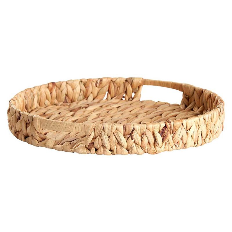GENERICO - Bandeja Redonda Trenzada Fibra Natural 30cm Vintage