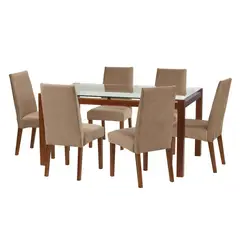 LATAM HOME - Juego De Comedor Barcelona 1600X1000 Silla Cadiz Tela Beige