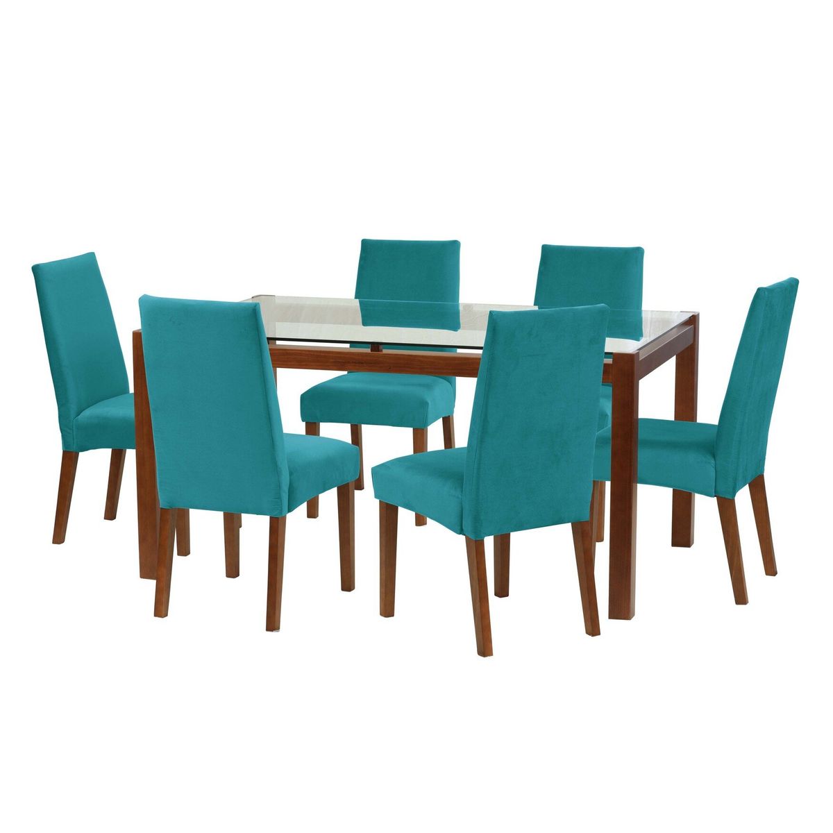 LATAM HOME - Juego De Comedor Barcelona 1600X1000 Silla Cadiz Tela Turquesa